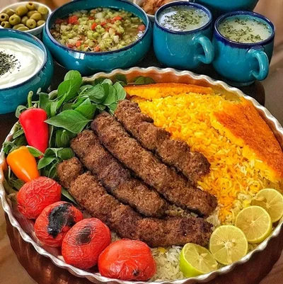 چلو کباب کوبیده گوشت